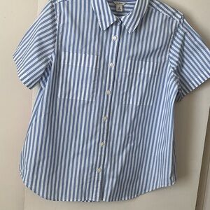 L.L. Bean Women’s Blue and White Striped Button Down Shirt
